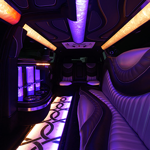 Comfortable seating inside a limo